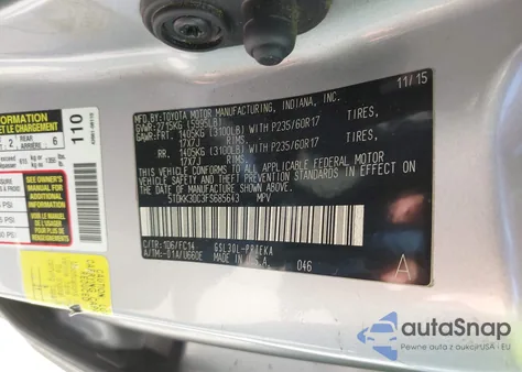 2015 Toyota Sienna Le 8 Passenger from USA, damaged, VIN 5TDKK3DC3FS685643